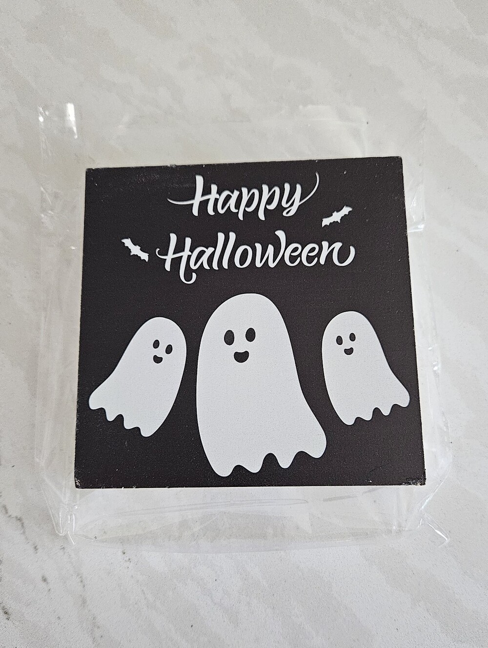 Happy Halloween Ghost Decorative Block Sign